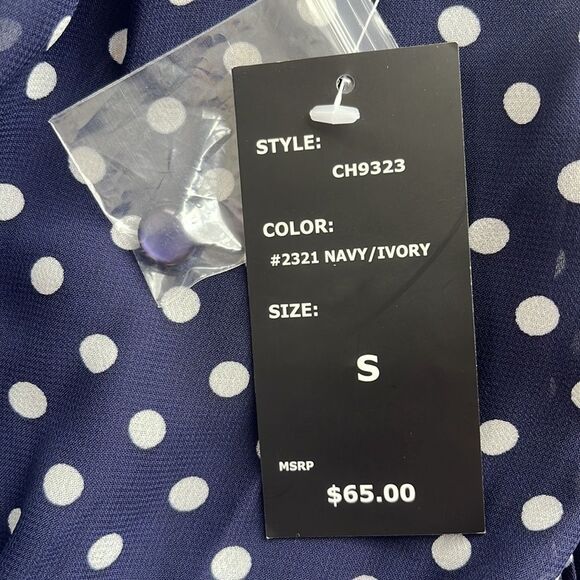 Robert Louis Navy and White Polka Dot Bell Sleeve Dress Size Small - Picture 10 of 11